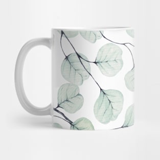 Seamless pattern of eucalyptus leaves drawn with watercolor 1 Mug